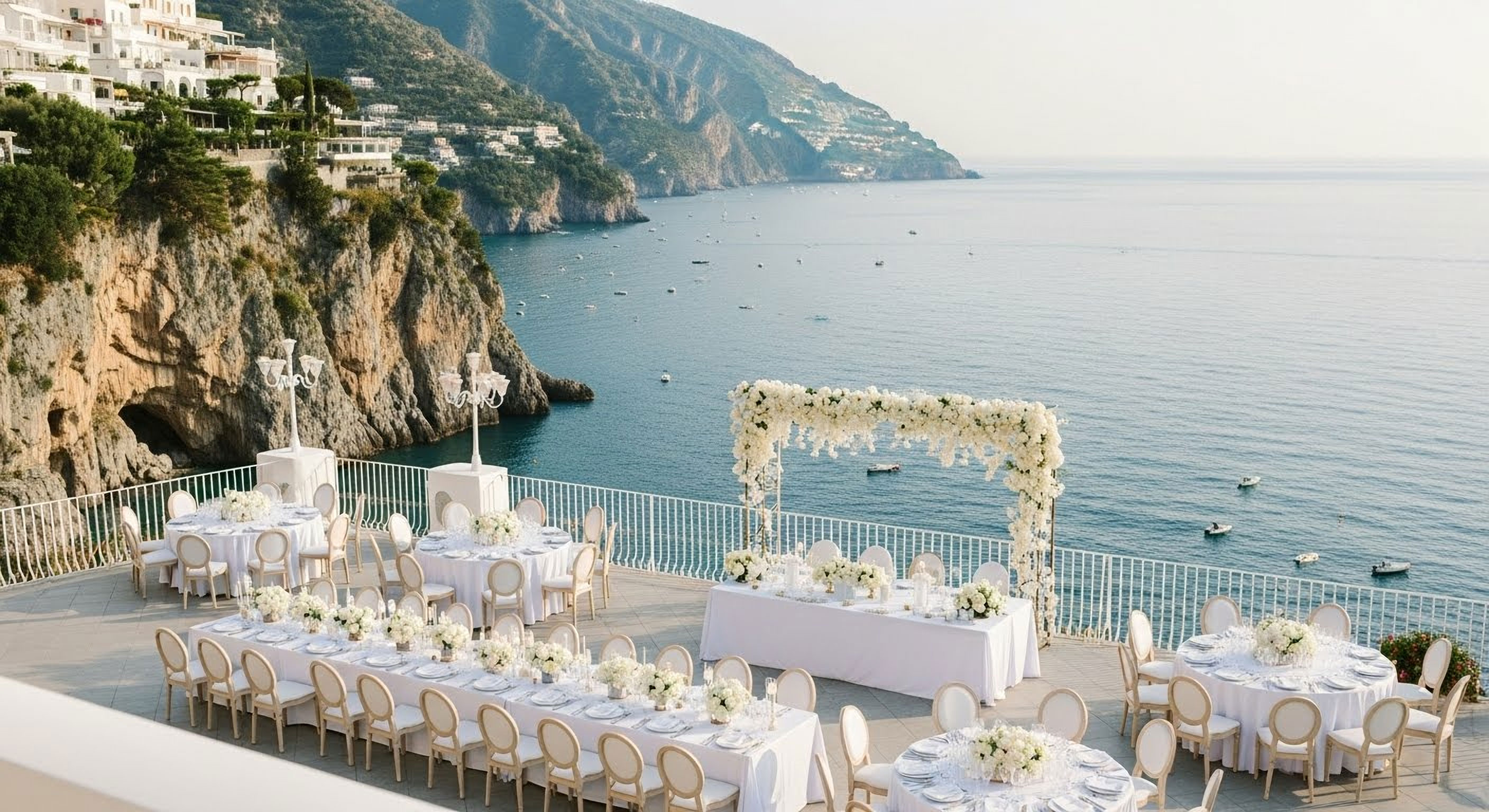 Dramatic cliffs and azure sea of the Amalfi Coast, a breathtaking Italian wedding destination.