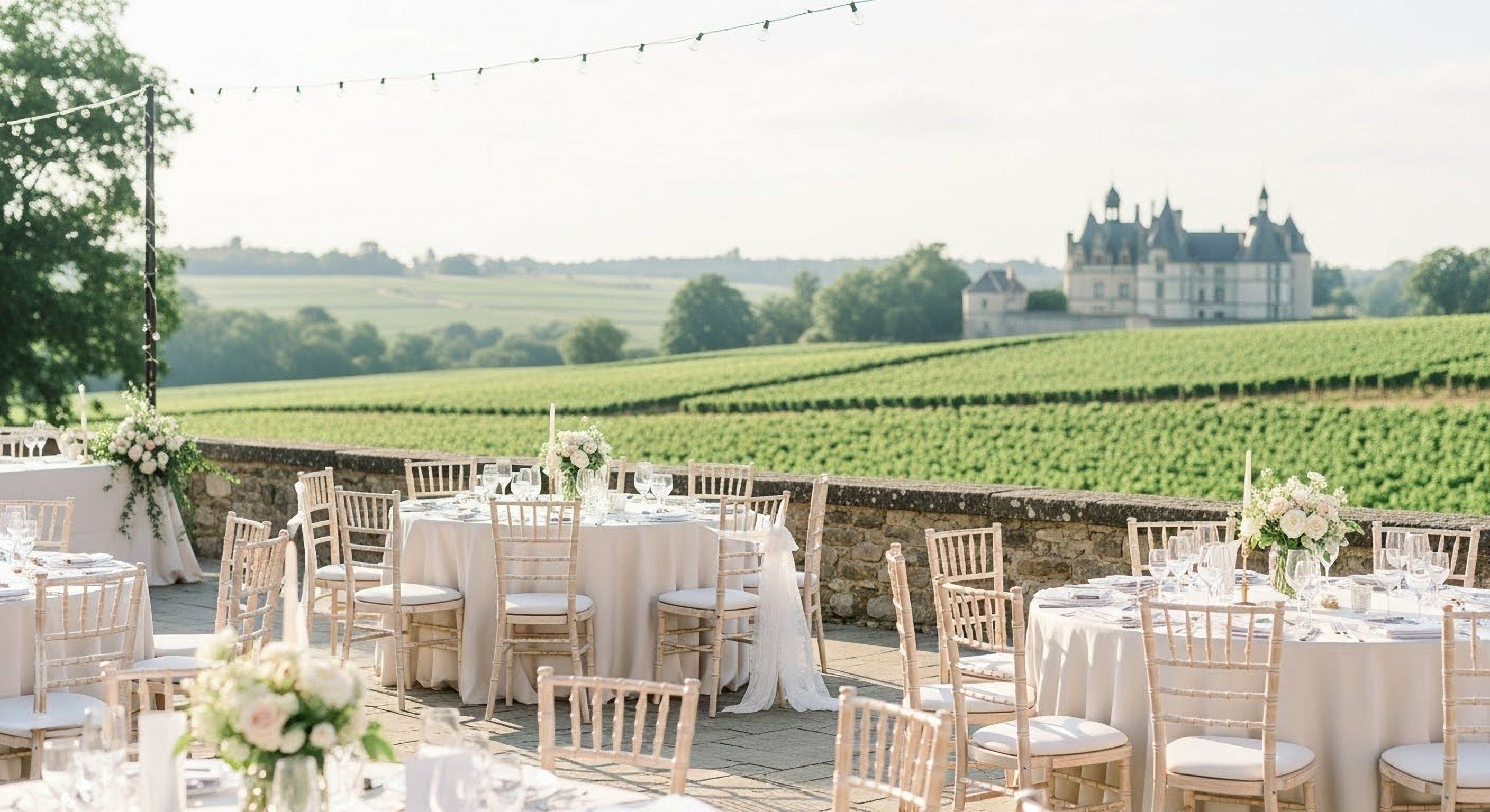 Lush vineyards of the Champagne region, France, a destination for luxury weddings.